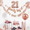 21st Birthday Banner Garland Foil Balloon 21 for 21 Birthday Decorations,Rose Gold (Banner 21)